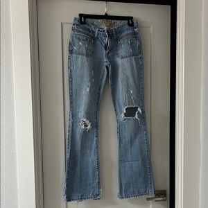 Abercrombie & Fitch Light Blue Distressed Flare Jeans